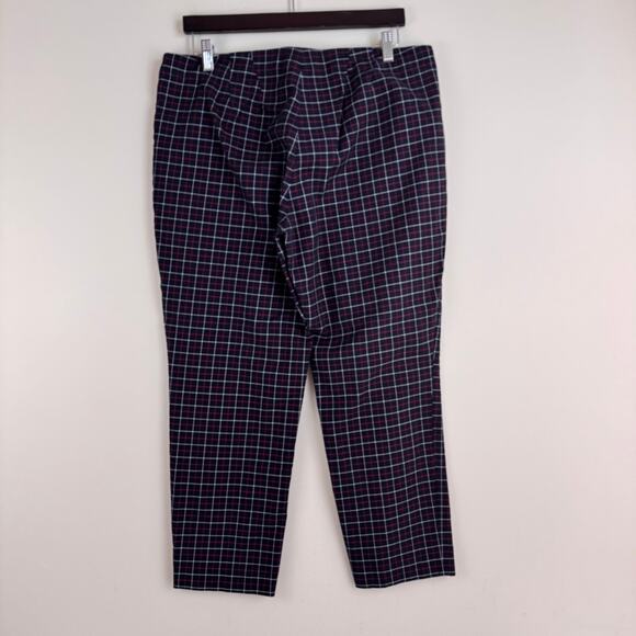 J. Jill Pants Women's 14 Plaid Ankle Tailored Zip Front Blue Red Cream - Picture 2 of 10